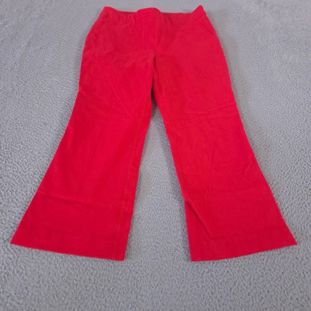 Spanx Pants Womens Medium Petite Red On The Go Ankle Flare Stretch Pockets - Picture 1 of 10